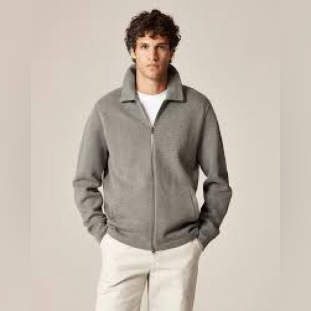J Crew Cotton milano-stitch coach's sweater-jacket CG333